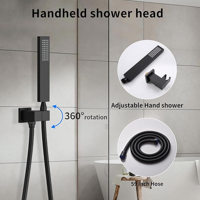 Bathroom shower system Ceiling 14x20 inch shower head, spray - Image 6