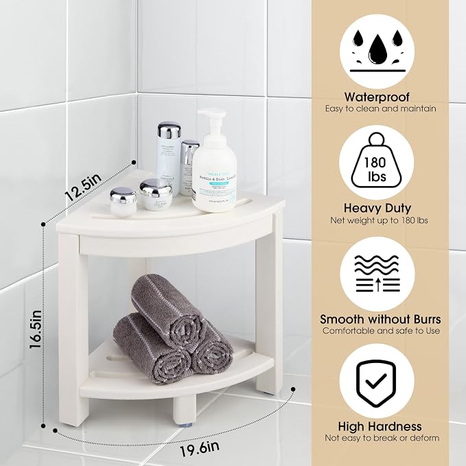 HDPE Corner Shower Stool, Shower Bench Seat - Image 3