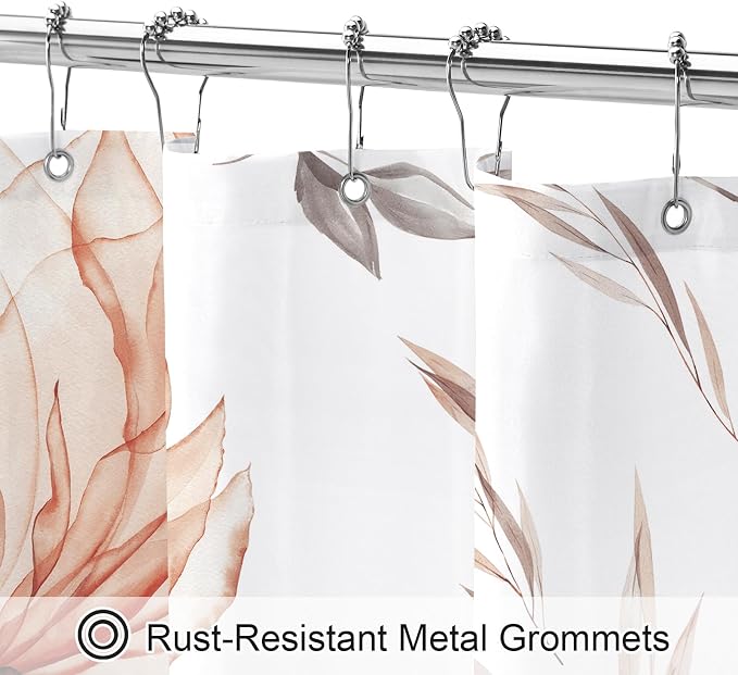 Long Boho Watercolor Floral Shower Curtain 72 x 78, Artistic 78 Inch Long - Image 4