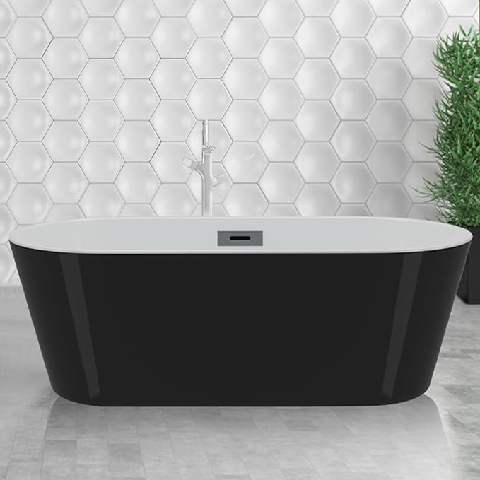 59" Acrylic Soaking Bathtub, Deep Modern Tub - Image 4