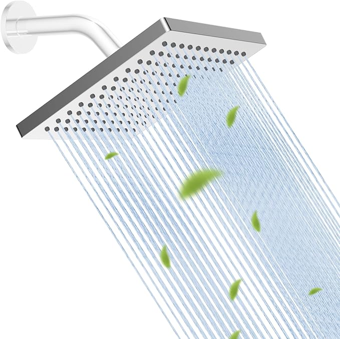 Hibbent Thickness Metal Rain Shower Head, 8 Inch High Pressure Rainfall Shower by Hibbent