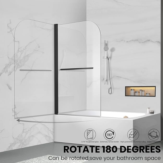 Tub Shower Door, Bathroom Shower Glass Door 34 * 58 Inch Frameless Bathtub - Image 5
