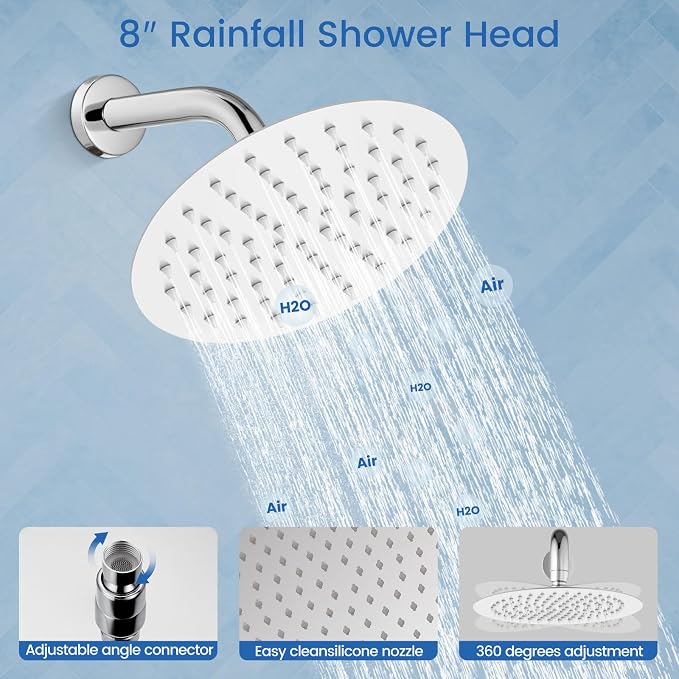Airuida Shower Fixtures 2 Functions Shower Faucet Set Wall Mounted - Image 7