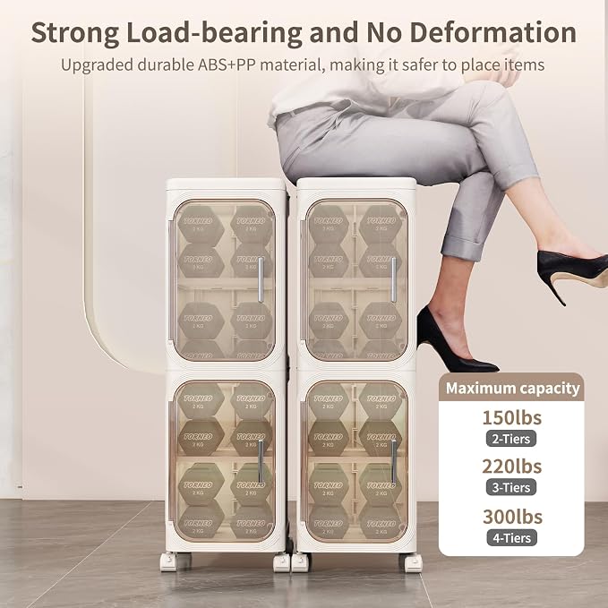 KHNR 3-Tiers Slim Bathroom Storage Cabinet, Foldable Storage Cabinets, Narrow - Image 6
