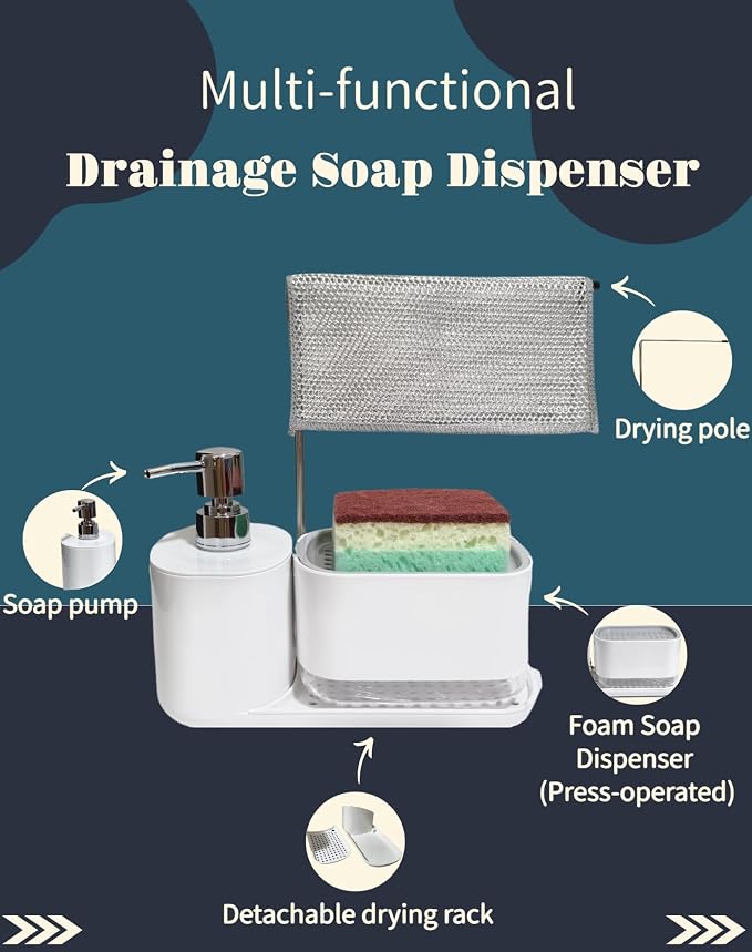 Dish Soap Dispenser & Sponge Holder 3-in-1 - Image 2