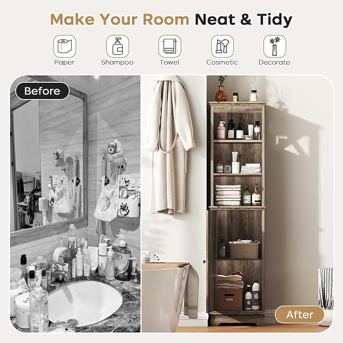 Narrow Bathroom Storage Cabinet - Image 4
