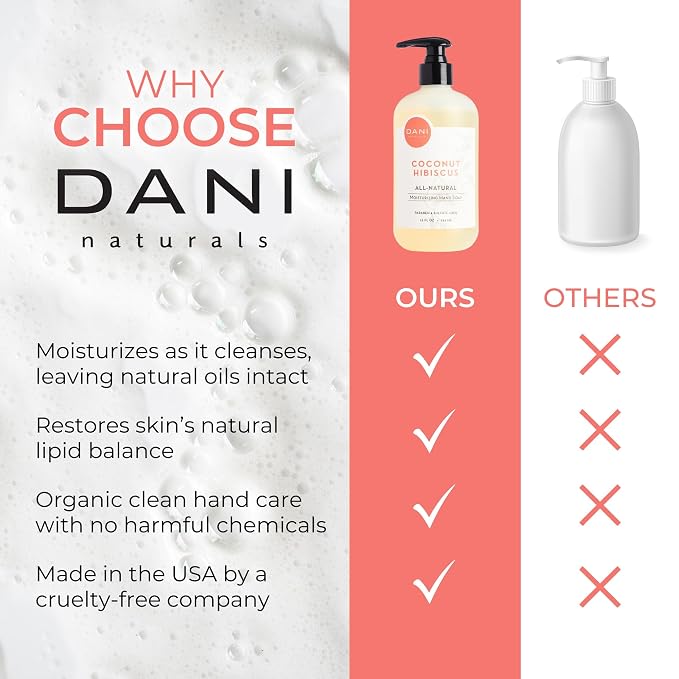 DANI Naturals Moisturizing Hand Soap – Coconut Hibiscus Scent, Sulfate-Free & - Image 6