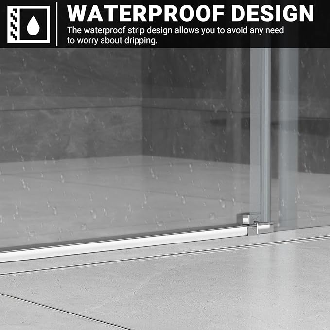 Chabatree Shower Door 60" W x 76" H Frameless Sliding Shower Door, Frameless - Image 4