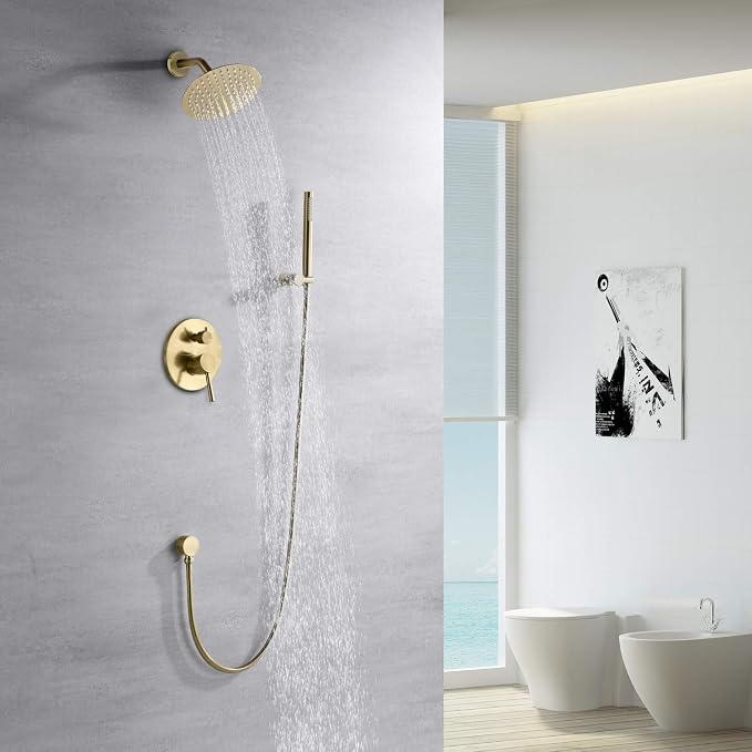 sumerain Brushed Gold Shower Faucet System - Image 3