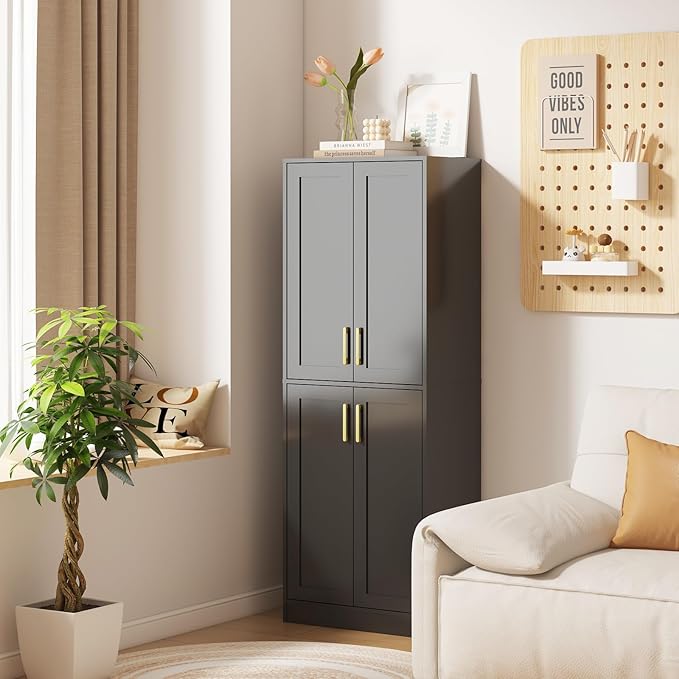Tall Storage Cabinet with Doors & Shelf - Image 2