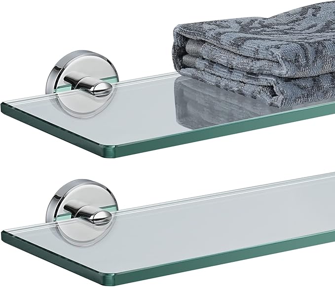 JQK Bathroom Glass Shelf Chrome, Tempered Glass Shower Storage 16 by 5 inches by Homeimprovement