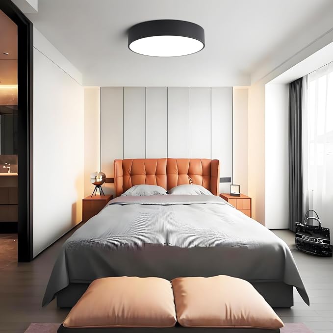 Modern Dimmable Round Black LED Large Flush Mount Ceiling Light Fixture - Image 7