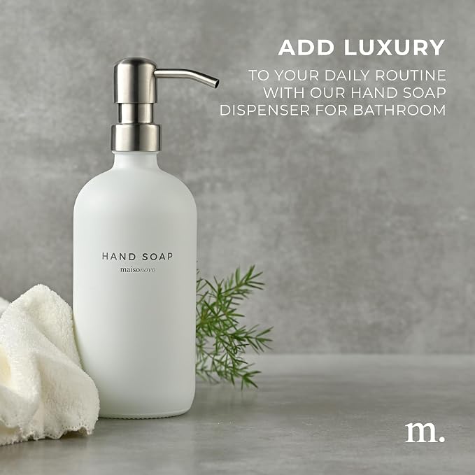 MaisoNovo Soap Dispenser 1-Piece Set | 16.9oz White Bottles - Image 3