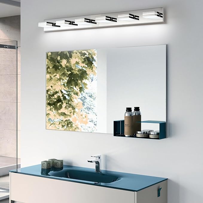 SineRise LED Modern Bathroom Vanity Light Fixtures, Chrome Modern Acrylic - Image 4