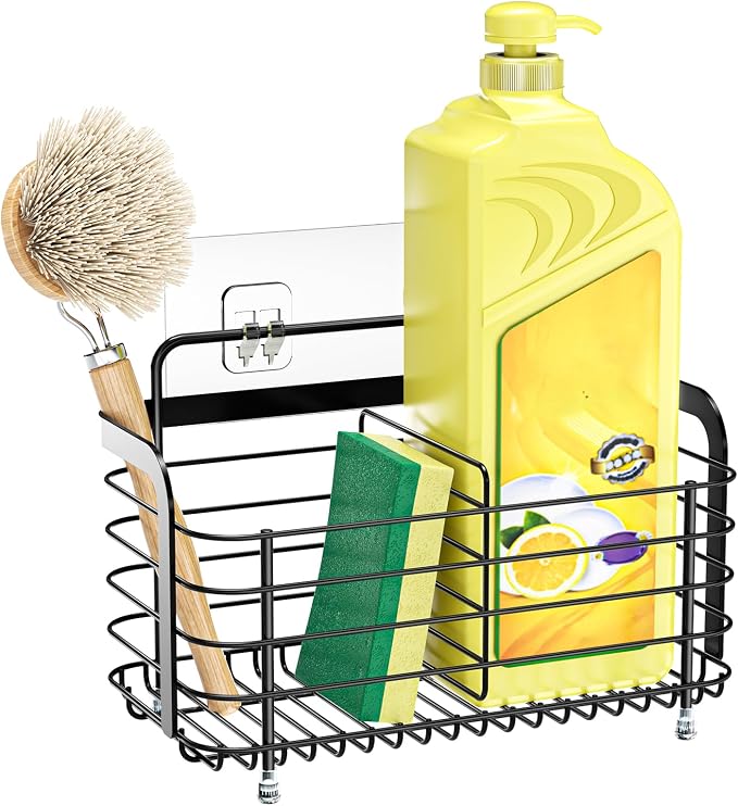 Black Kitchen Sink Caddy Organzier, Sponge Holder - Image 2