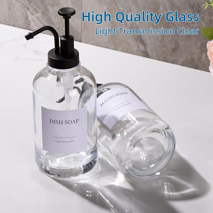 Glass Soap Dispenser with Pump, Dish and Hand Soap Dispenser - Image 7