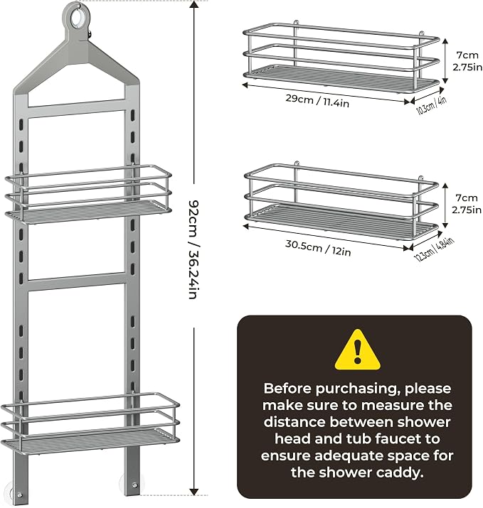 Orimade Adjustable Anti-Slip Shower Caddy Over Shower Head, Rustproof Bathroom - Image 8