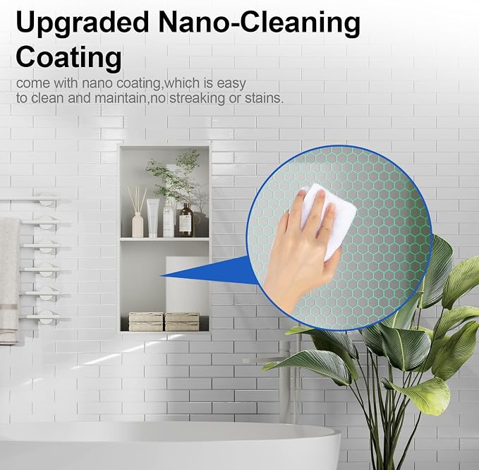 Bathbliss Shower Niche, No‑Tile Recessed Wall Niche, 11.18"x22.3" SUS304 - Image 6