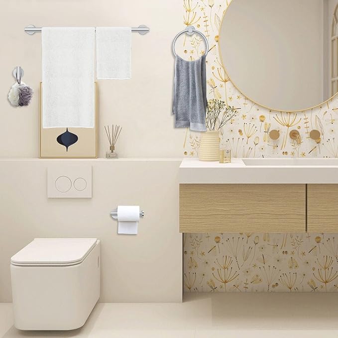 5-Piece Towel Bar Set Brushed Nickel Bathroom Hardware Set Include Towel Bar - Image 7