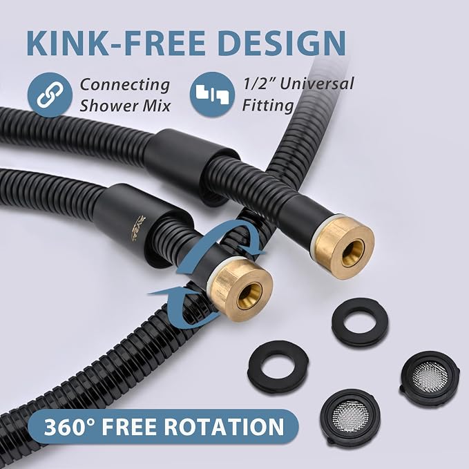 Black Shower Hose Replacement For Cleaning 304 Stainless Steel Shower Head - Image 2