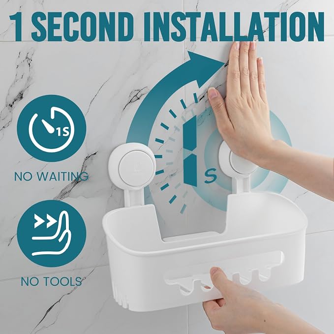 TAILI Shower Caddy Suction Cup 2 Pack, Heavy Duty Bathroom Organizer, Removable - Image 2