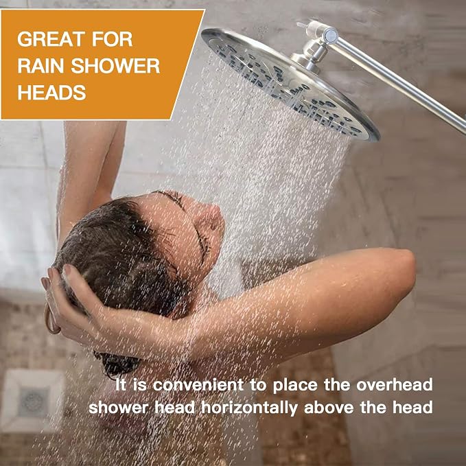 11 Inch Shower Head Extension Arm Brushed Nickel. Solid Brass Adjustable Shower - Image 6