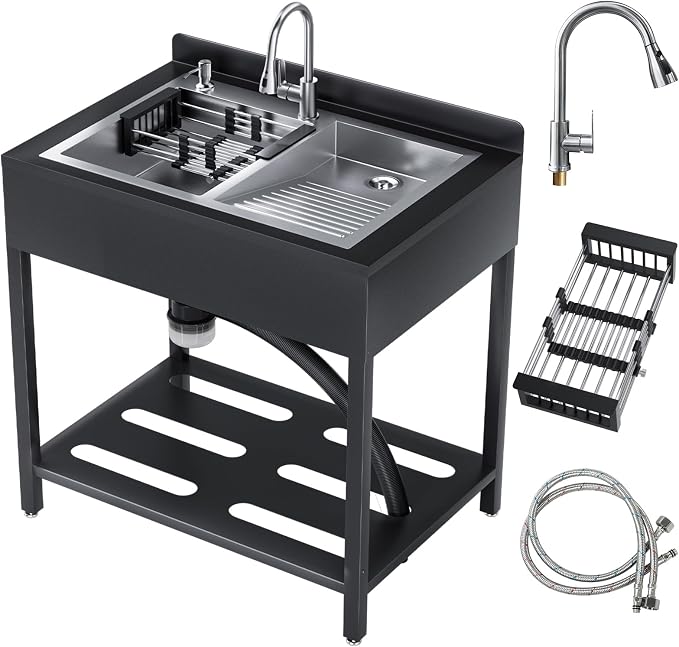 37In Stainless Steel Freestanding Utility Sink by Unknown