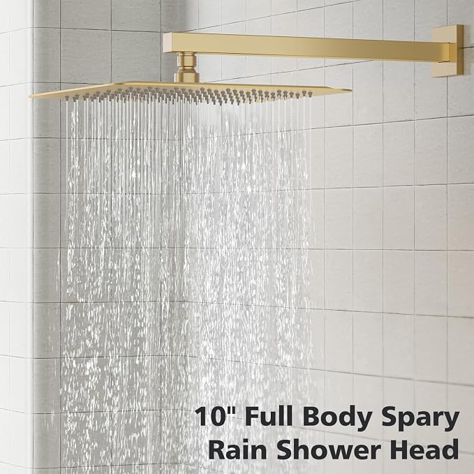 Gabrylly Gold Shower System, High-Pressure 10" Stainless Steel Rain Showerhead - Image 3