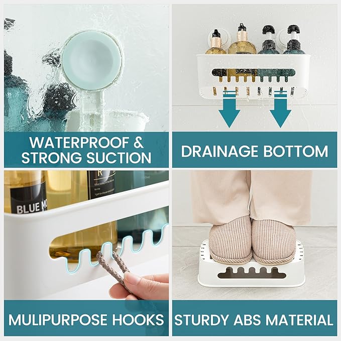 TAILI Shower Caddy Suction Cup 2 Pack, Heavy Duty Bathroom Organizer, Removable - Image 7