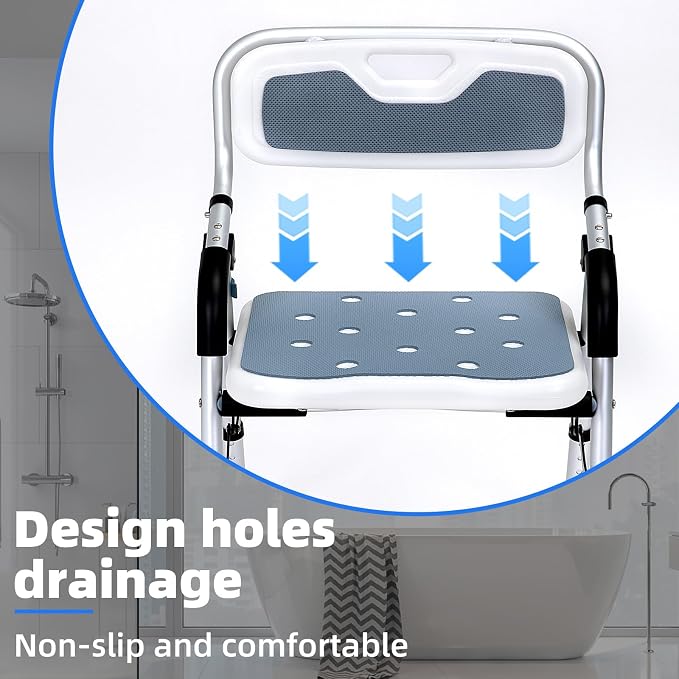 Shower Chair for Inside Shower, Foldable Shower Chair for Elderly and Disabled - Image 6