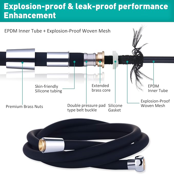 Shower Hose 79 inches Ultra-Soft Silicone Shower Hose Replacement, HandHeld - Image 2
