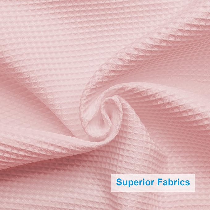 AmazerBath Blush Pink Shower Curtain Fabric, Waffle Shower Curtain Heavy Duty - Image 4