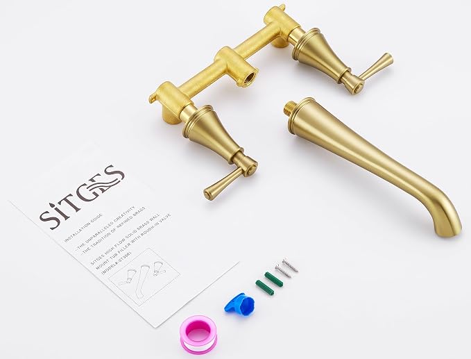 SITGES High Flow Brushed Gold Wall Mount Bathtub Faucet - Image 6
