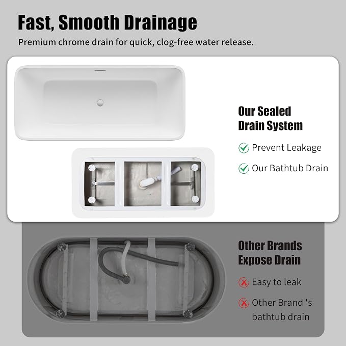67" Acrylic Freestanding Bathtub - Image 8