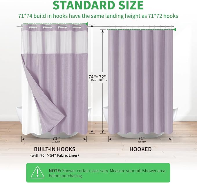 No Hooks Needed Linen Textured Shower Curtain - Image 7