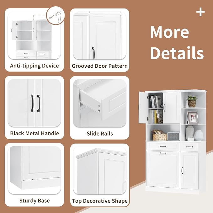 70" Tall Freestanding Storage Cabinet - Image 5