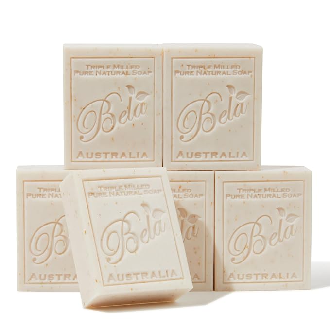 BELA Oatmeal Soap with Milk and Bran 3.3 OZ, Long Lasting French Triple Milled by BELAPURENATURALSOAPSANDODORELIMINATINGHOMEFRAGRANCES
