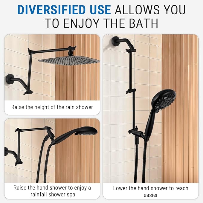 G-Promise 18 Inch Shower Head Extension Arm, Solid Brass Height & Angle - Image 2
