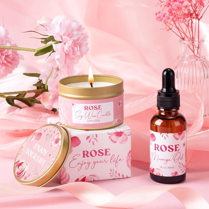 Birthday Gifts for Women, Rose Relaxing Spa Gift Basket for Women Friendship - Image 4