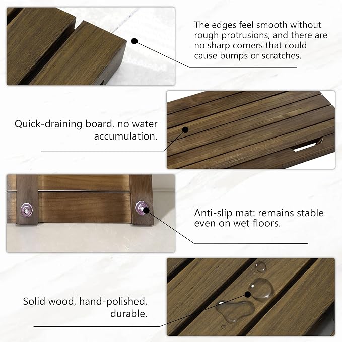 Teak Wood Shower Mat, Bathroom Spa - Image 5