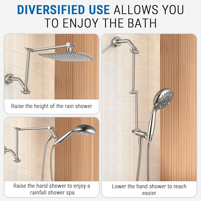 G-Promise 18 Inch Shower Head Extension Arm, Solid Brass Height & Angle - Image 2