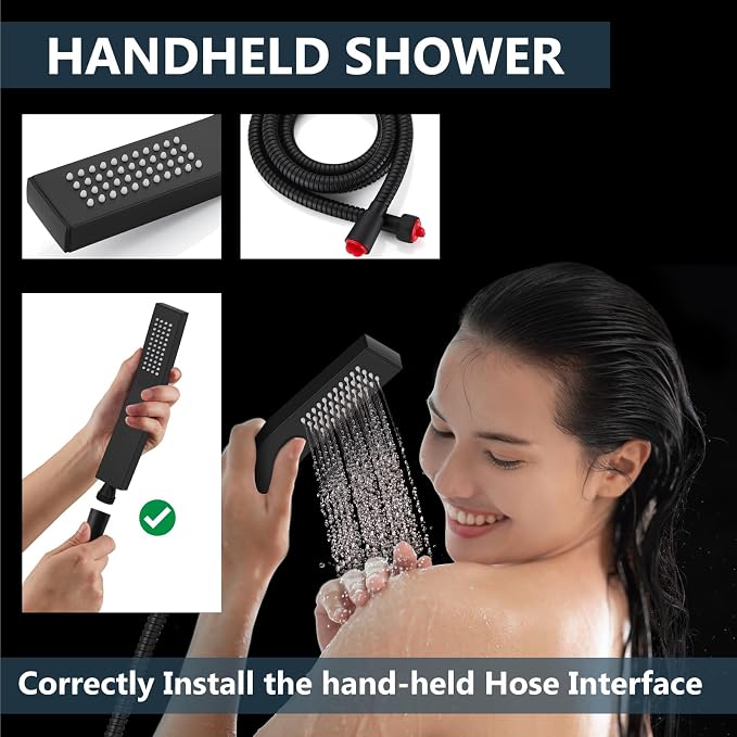 Aolemi Ceiling Mount Rain Shower Head & Handheld Spray - Image 3