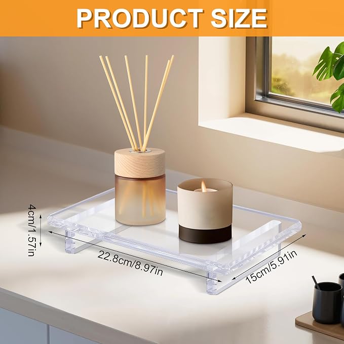 2 Pack Acrylic Soap Dish Tray 9"×5.9"×1.5" – Clear Waterproof Counter-top - Image 2