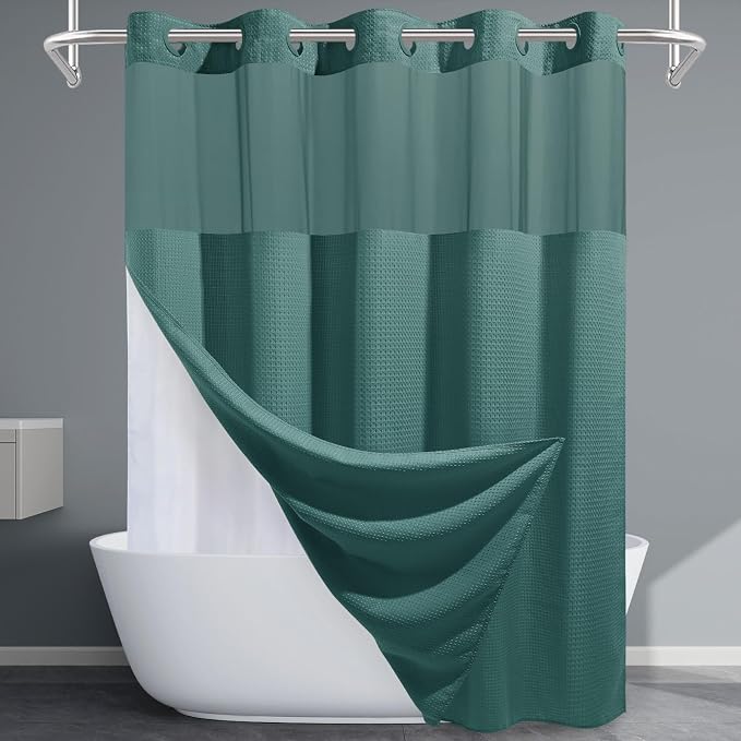 Seaweed Green No Hook Shower Curtain by EUTXL