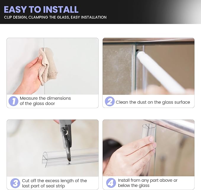 Bathroom Shower Door Seal Strip, U-Type PVC Transparent Shower Door Seal Strip - Image 6