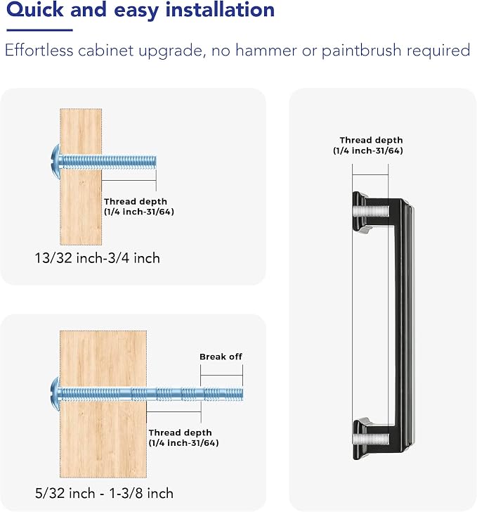 Ravinte Hardware 20 Pack Matte Black Cabinet Pulls, 8 Inch Hole Center Zinc - Image 3