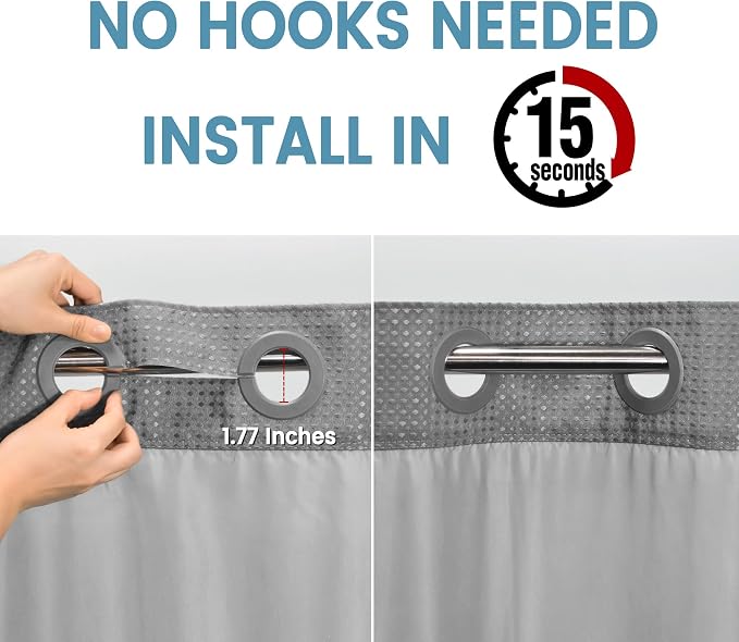 Grey Stall Shower Curtain and Liner Set - Image 3