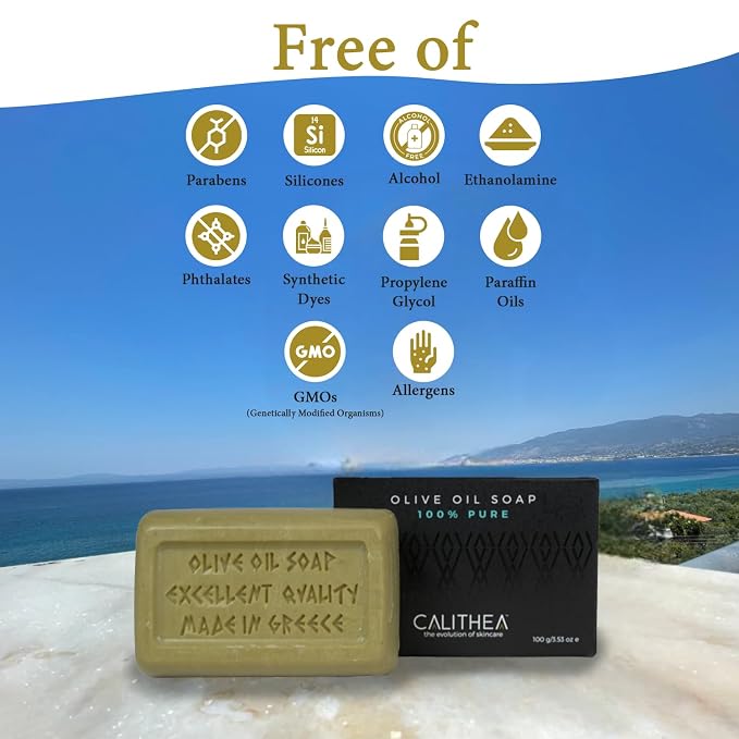 Calithea 3 Pack Soap Bars:100% Pure Olive Oil Soap - Image 7