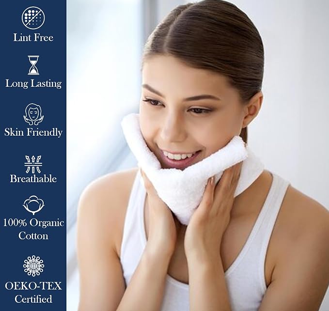 Delara Organic Cotton Luxuriously Plush Washcloths Pack of 6 | GOTS & Oeko-TEX - Image 4