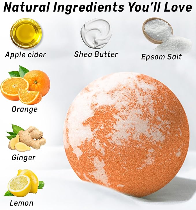 Natural Detox Bubble Bath Bombs Apple Cider Ginger Lemon Essential Oils Cleanse - Image 3